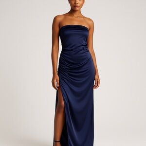 blue party dress Shiny Tulle Blue A-line V-neck Prom Dresses With Sequins, Party Dress, MP830